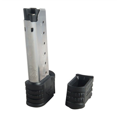 Los cargadores XDS de 7 disparos son de acero inoxidable, resistentes al desgaste y la corrosión, y vienen con una base desmontable para fácil limpieza.