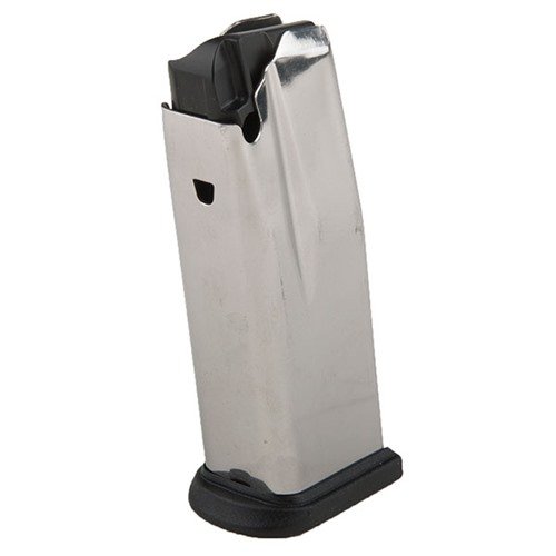 El cargador compacto XD .45 ACP de 10 rondas ofrece alimentación confiable, cuerpo de acero inoxidable pulido y fácil limpieza para un rendimiento superior.