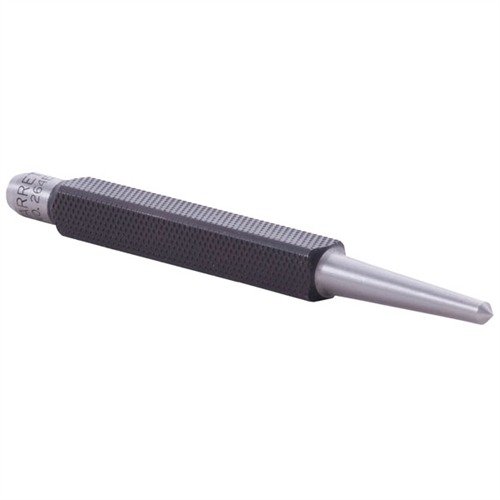 El punzón STARRETT de 5/32" es ideal para asegurar tornillos de cabeza socket y cuenta con un diseño duradero de 4" de largo y cuerpo de 3/8" de diámetro.