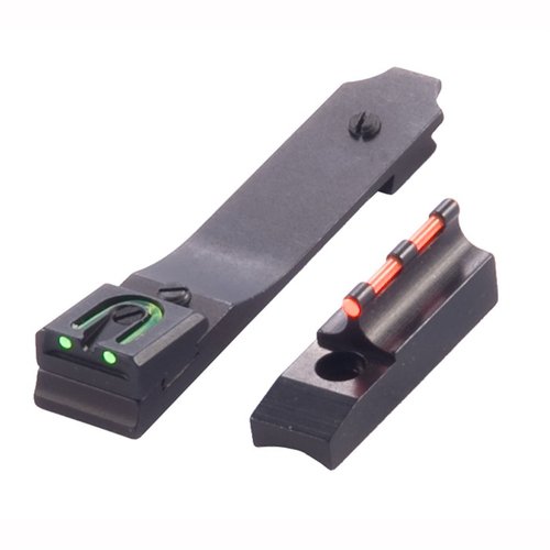 Mejora tu precisión con el set de miras MARLIN 60, que incluye una mira trasera de fibra óptica verde y una delantera roja, ajustables para viento y elevación.