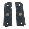 Las empuñaduras G10 de Wilson Combat son resistentes, con diseño starburst, corte para seguridad ambidiestra y escotadura para liberación de cargador, ideales para pistolas 1911.