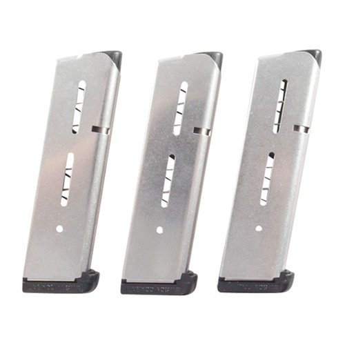 Los cargadores 47D de Wilson Combat son ideales para tu 1911 Full Size, con capacidad de 8 rondas y acabados en acero inoxidable o negro con Fluoropolymer.