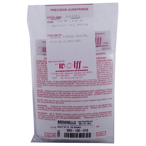 Consigue el kit WOLFF #5 con 100 resortes de alta resistencia en 10 diseños, ideales para cargas pesadas y longitudes de 2" a 4".